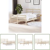 Cadre de lit en pin massif The Living Store 120x190 cm - Cadre de lit en bois - Cadre de lit en pin - Lit double - Lit King size - Lit à sommier tapissier