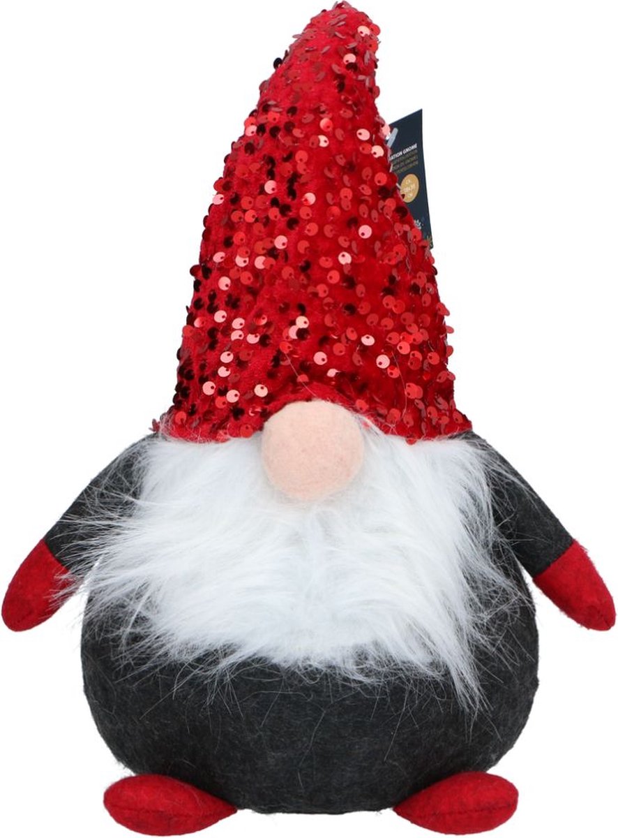 Arti Casa Kerst Kabouter - Gnoom Kerstdecoratie - Gnome 18x36 cm - Kerst Gnome met Glitters - Kerstversiering Gnome Kerst - Rood