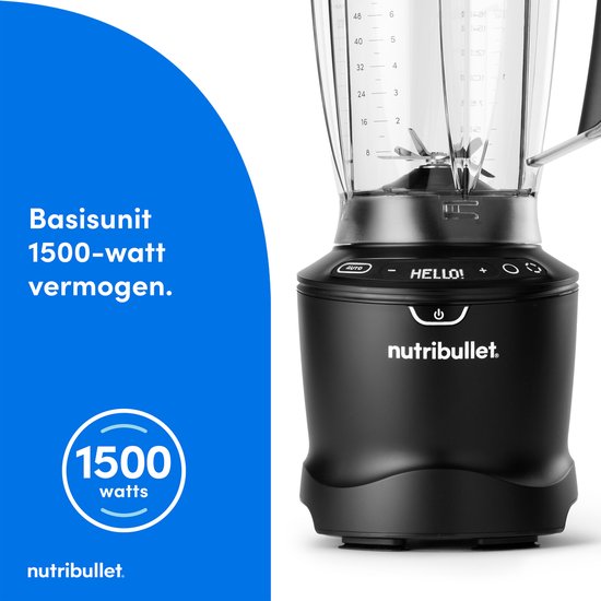Zwarte Nutribullet blender basis met 1500W motor.