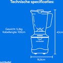 Technische tekening van de Nutribullet blender met afmetingen.