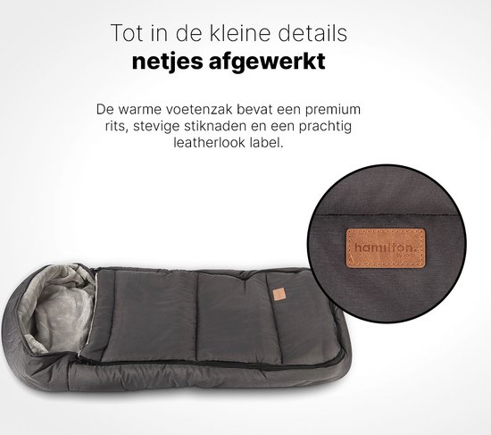 Hamilton by Yoop Voetenzak voor Buggy en Kinderwagen - 70 x 40 cm - Universeel - Waterafstotende en Winddichte buitenkant - Warme Fleece Voering - Antraciet van Hamilton — afbeelding 3