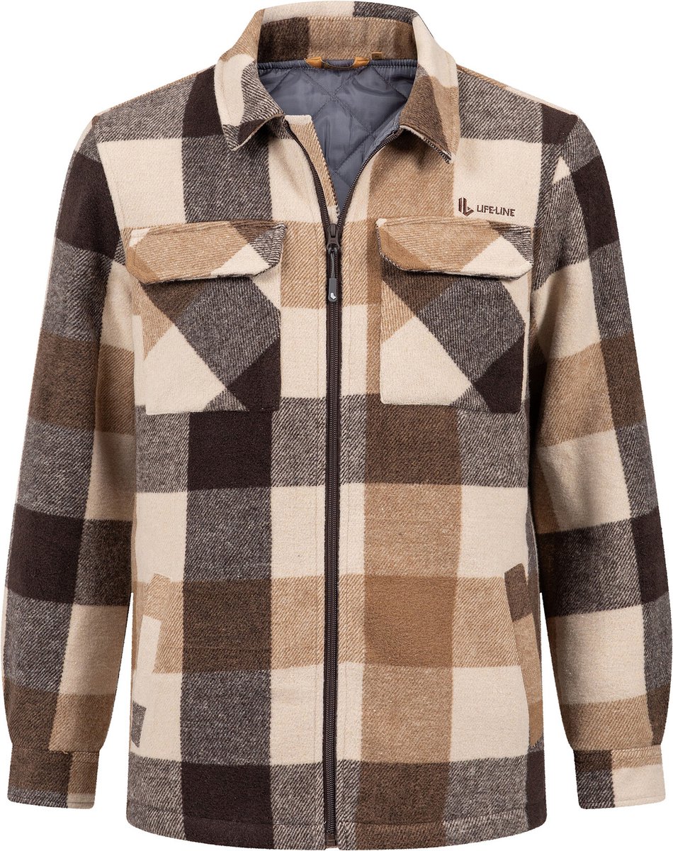 Life Line Blouse Bello - bruin ruit - flannel gevoerd - maat S