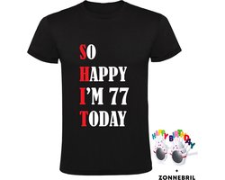 77 Jaar Verjaardag Heren T-shirt Grappig met Bril