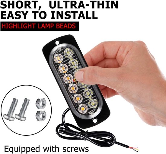 Lkw Zubehör 4x 12LED Frontblitzer Warnleuchte Gelb 12/24V – Stroboskoplicht Für LKW, Auto & Baustellenfahrzeuge Gelbe Warnleuchte Blitzlicht LKW 12V 24V