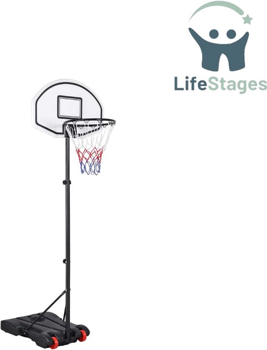 SPORTNOW basketbalstandaard,verstelbaar in hoogte,mobiel,vulbaar