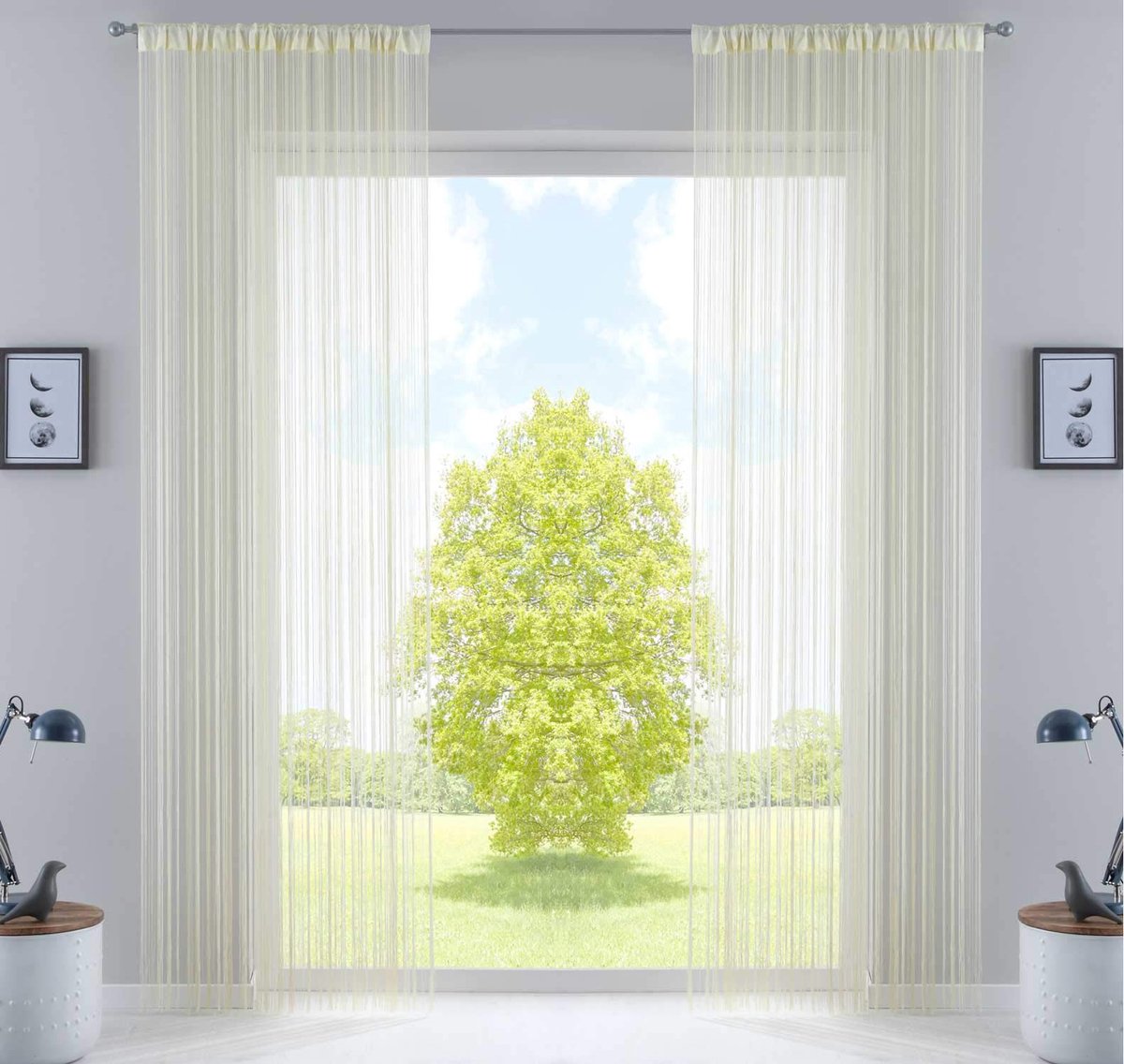 Unyqoos ® Elegante Set Van 2 Draadgordijnen Voor Stijlvolle Interieurinrichting En Privacy Creme