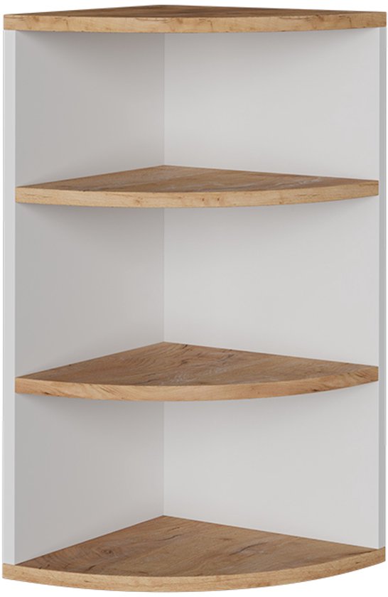 Étagère d'angle Vicco EckiCorner – 30 x 60 cm Chêne blanc/doré