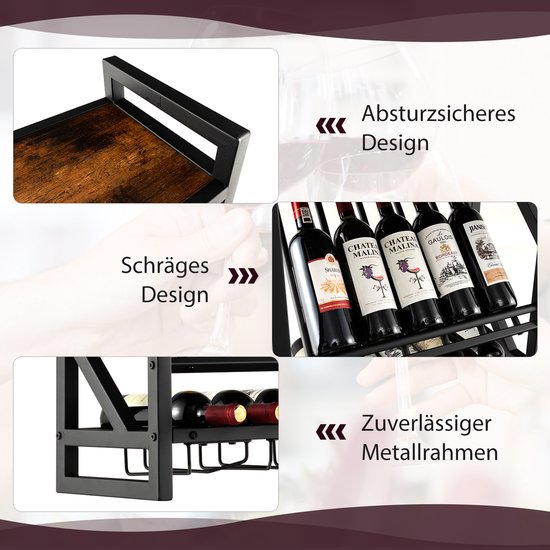 Ferro Duro - wijnrek voor aan de muur - zwart - geschikt voor 10 Ferro Duro - wijnrek voor aan de muur - zwart - geschikt voor 10