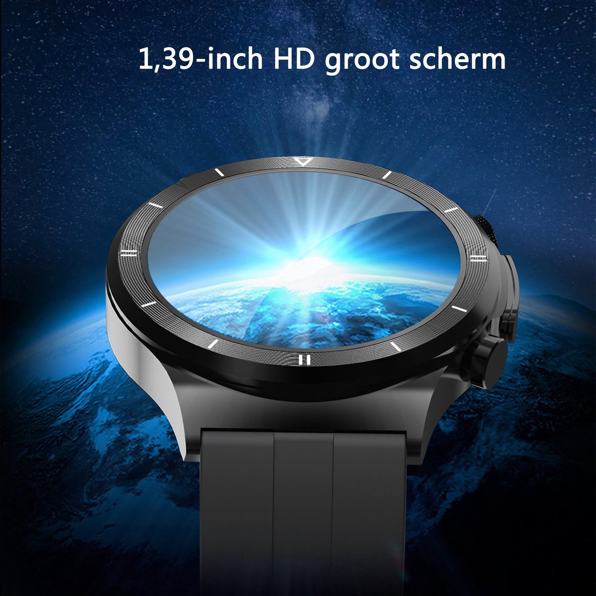 Afbeelding 3 van KINSI T30 Smartwatch Zilverzwart met SpO2 en Bluetooth