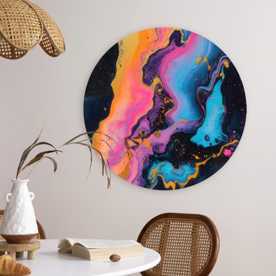 WallCircle® Cercle mural 60x60 cm - Cercle mural Moderne - Marbre - Oranje - Décoration murale salon - Décoration murale chambre - Accessoires de décoration de chambre - Tableaux ronds