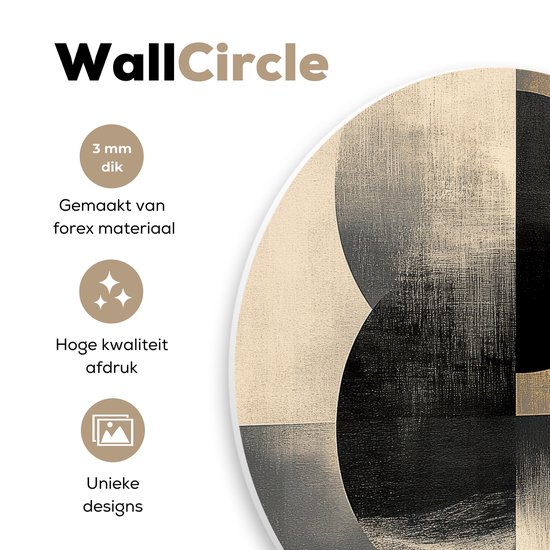 WallCircle® Wall Circle 60x60 cm - Cercles muraux - Ombre - Abstrait - Décoration murale salon - Décoration murale chambre - Accessoires de décoration de chambre - Tableaux ronds