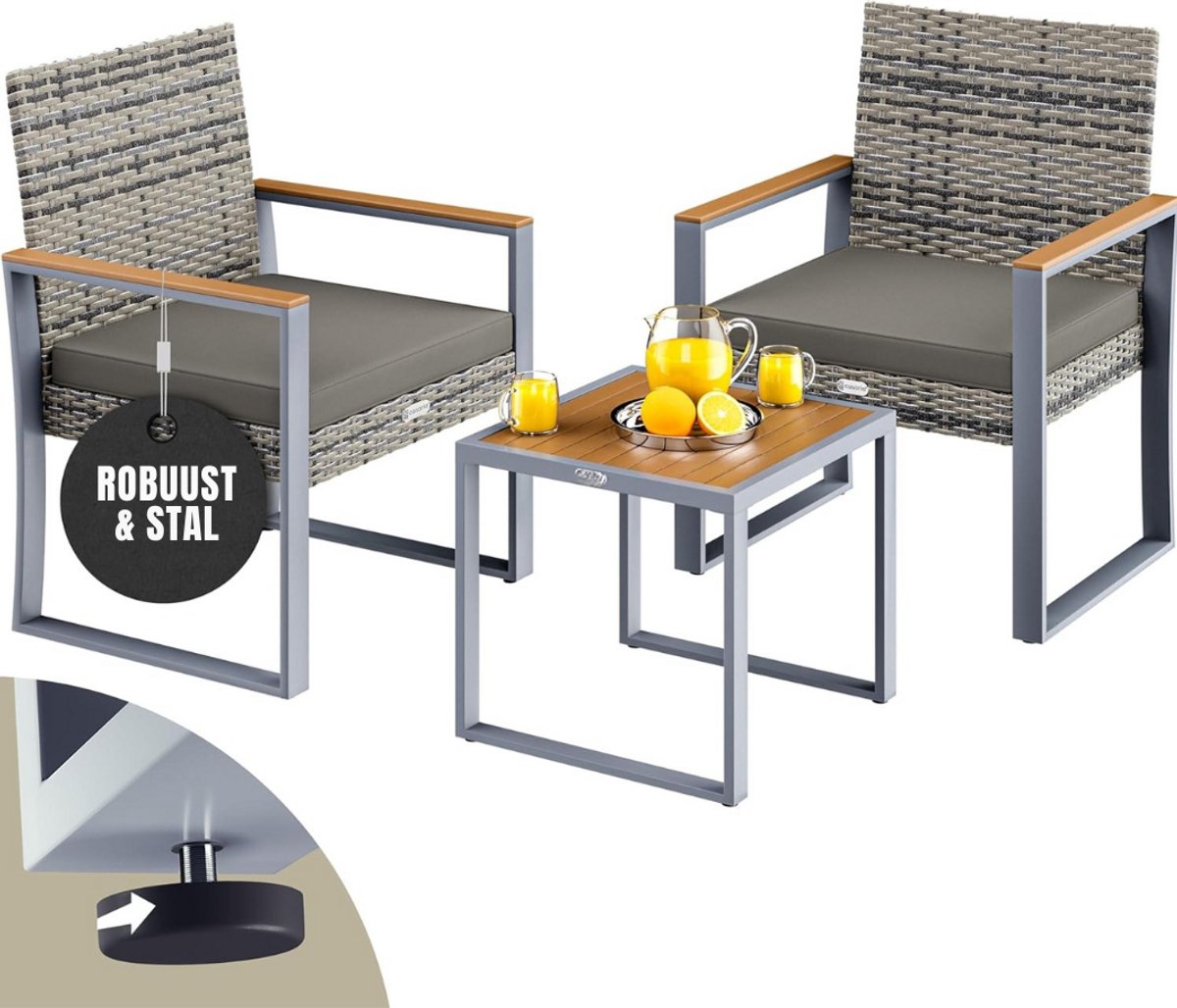 DD® Balkonset 2 Personen - Tuinset 2 Persoons - Tuinmeubelset - Weerbestendig - tot 160kg - 80x54x50cm - Acaciahout