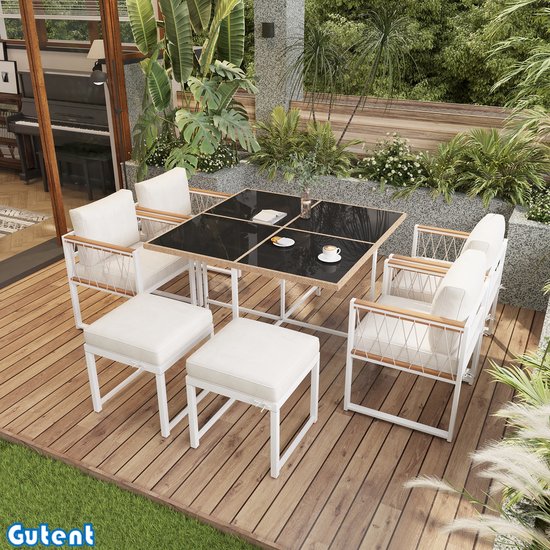 GIANTEX Tuinmeubelset van rotan, weerbestendig, set met 2