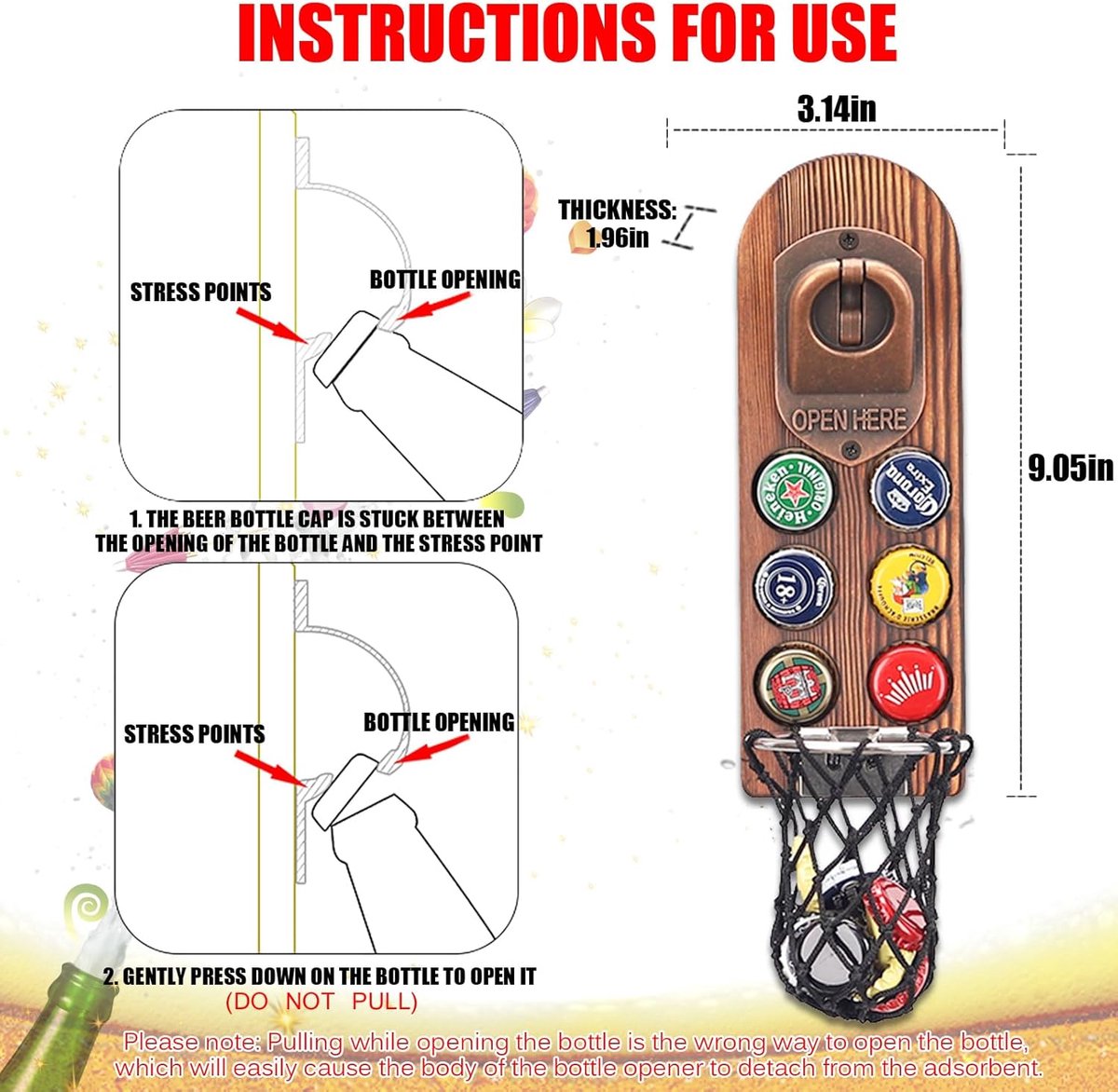 FEMONGY Flesopener met opvangbak, bieropener, muur, flesopener met opvangbak, flesopener muur voor bar, keuken, terras, muur flesopener, cadeau voor mannen (zwart FEMONGY Flesopener met opvangbak, bieropener, muur, flesopener met opvangbak, flesopener muur voor bar, keuken, terras, muur flesopener, cadeau voor mannen (zwart