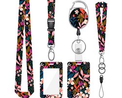 Nek en Pols Keycords met Uittrekbare Sleutelhanger & Badgehouder - Afneembare Lanyard - Trekkoord Badge Pashouder - Clip Keykoord - Intrekbare Houder voor Kaart/Sleutels - Universeel Telefoon, GSM Koord - Sleutelkoord/Nekkoord - Telefoonkoord Ketting
