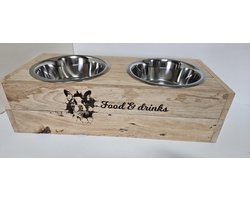 Voerbak hond - Houten voerbak - Dieren voerbak - Drinkbak - Drinkbak hond - Voer hond - Food & Drinks
