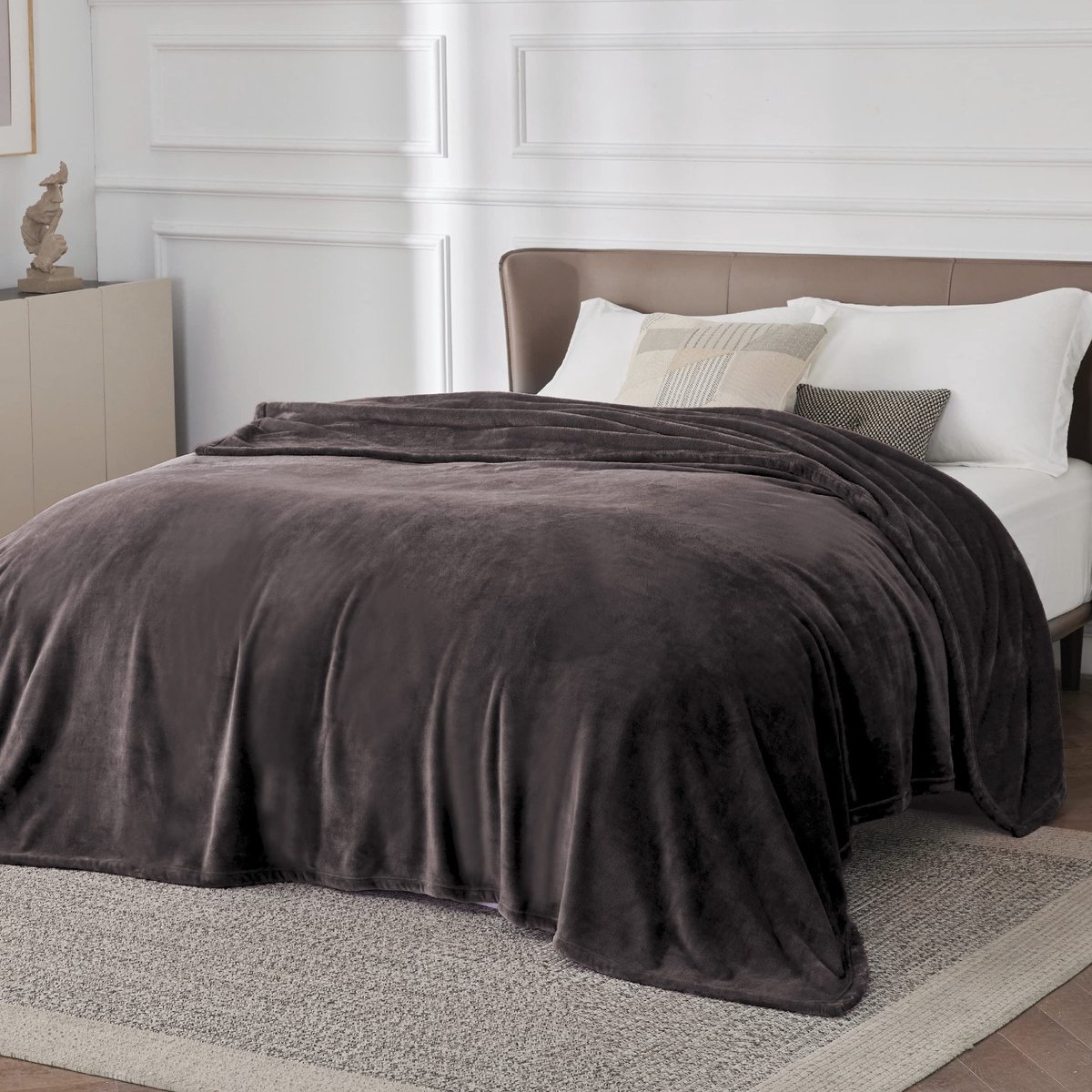 Unyqoos Ultrazachte Flanellen Fleece Woon- en Beddendeken voor Comfort en Warmte bruin