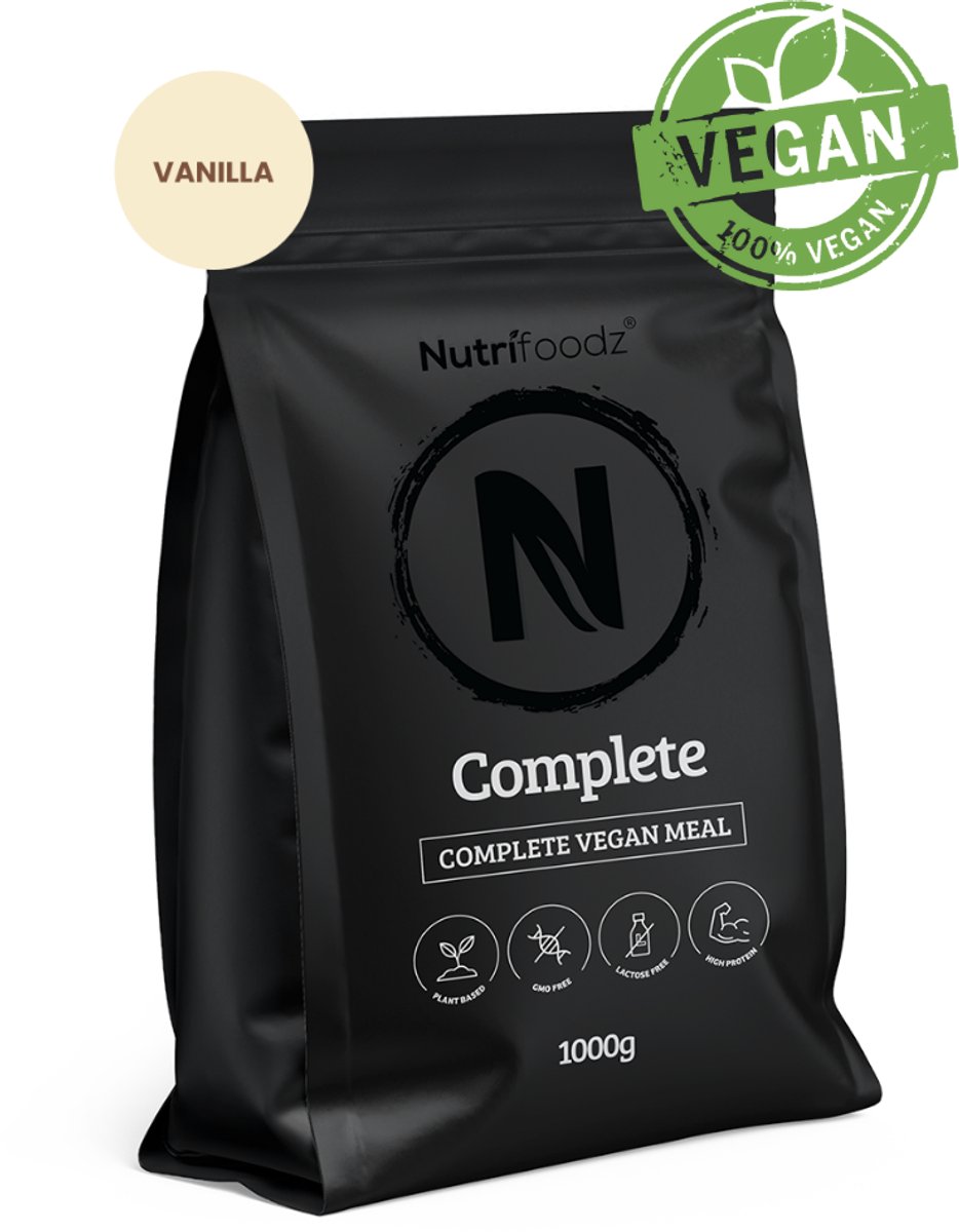Goedkoopste Nutrifoodz – Eiwitpoeder Vegan – Complete - Eiwitshake - Vanillesmaak – Maaltijdshake – 20 maaltijden – 26 essentiële vitamines en mineralen