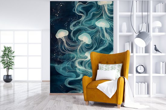 Behang - Fotobehang Kwallen - Zee - Wit - Golven - Breedte 200 cm x hoogte 300 cm