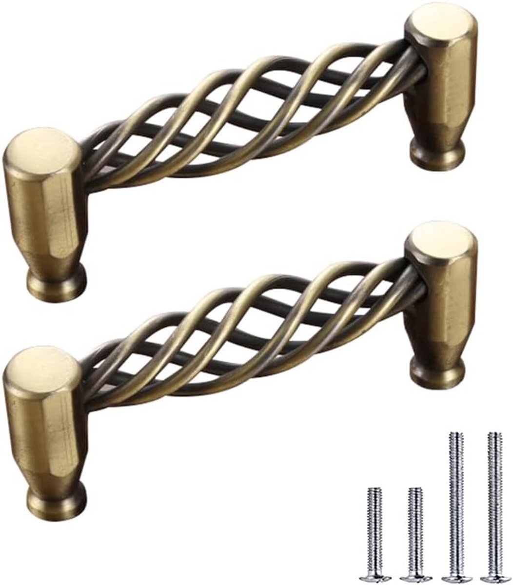 Ibenzoa® Vintage Metalen Bronzen Vogelkooikast Grepen - Set van Twee, 96mm