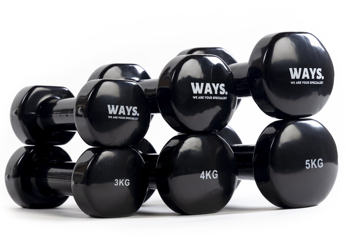 WAYS. Fitness - Dumbbells - 2 x 3 KG - Vinyl - Krachttraining & Home Gym - Zwart – foto 5