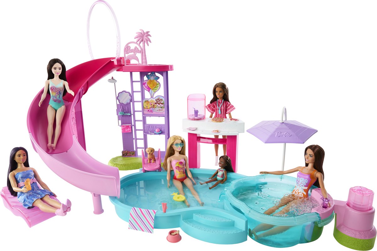 Barbie Droomzwembad - Speelset met Glijbaan en Bubbelbad en meer dan 20 Accessoires — afbeelding 5