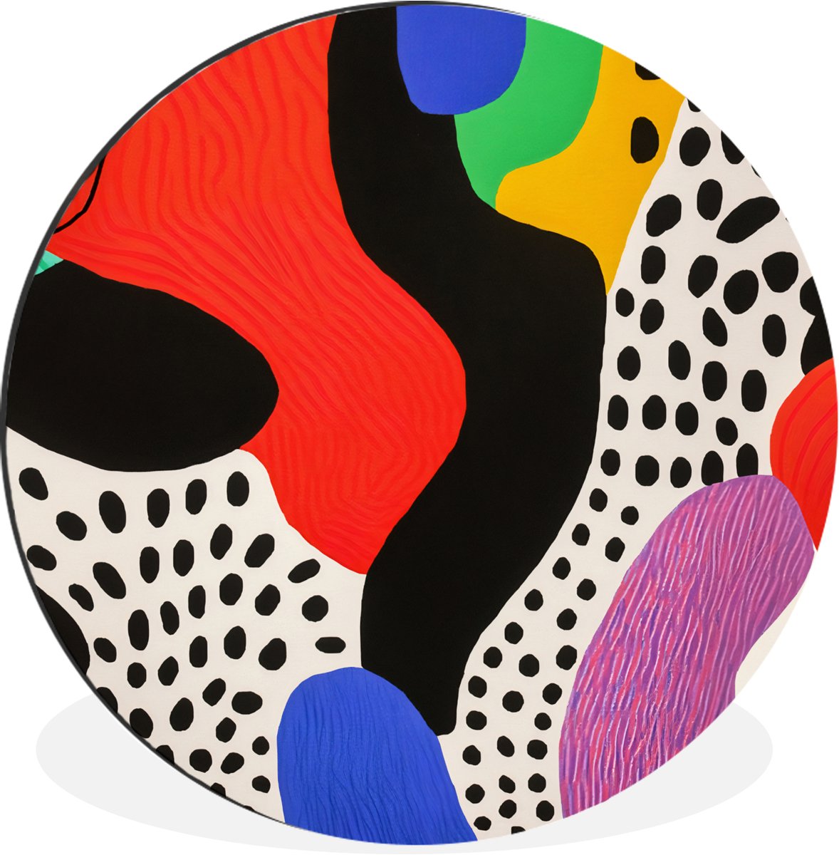 WallCircle Wandcirkel - Muurcirkel - Abstract - Vormen - Kleuren - Stippen - Aluminium - Dibond - 90x90 cm - Binnen en Buiten