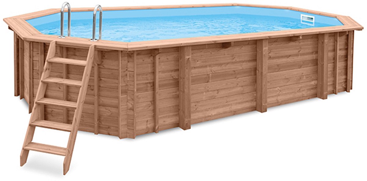 Interline Houten Zwembad Bali - Ovaal - 640 x 400 cm - Opbouw en Inbouw - Inclusief accessoires