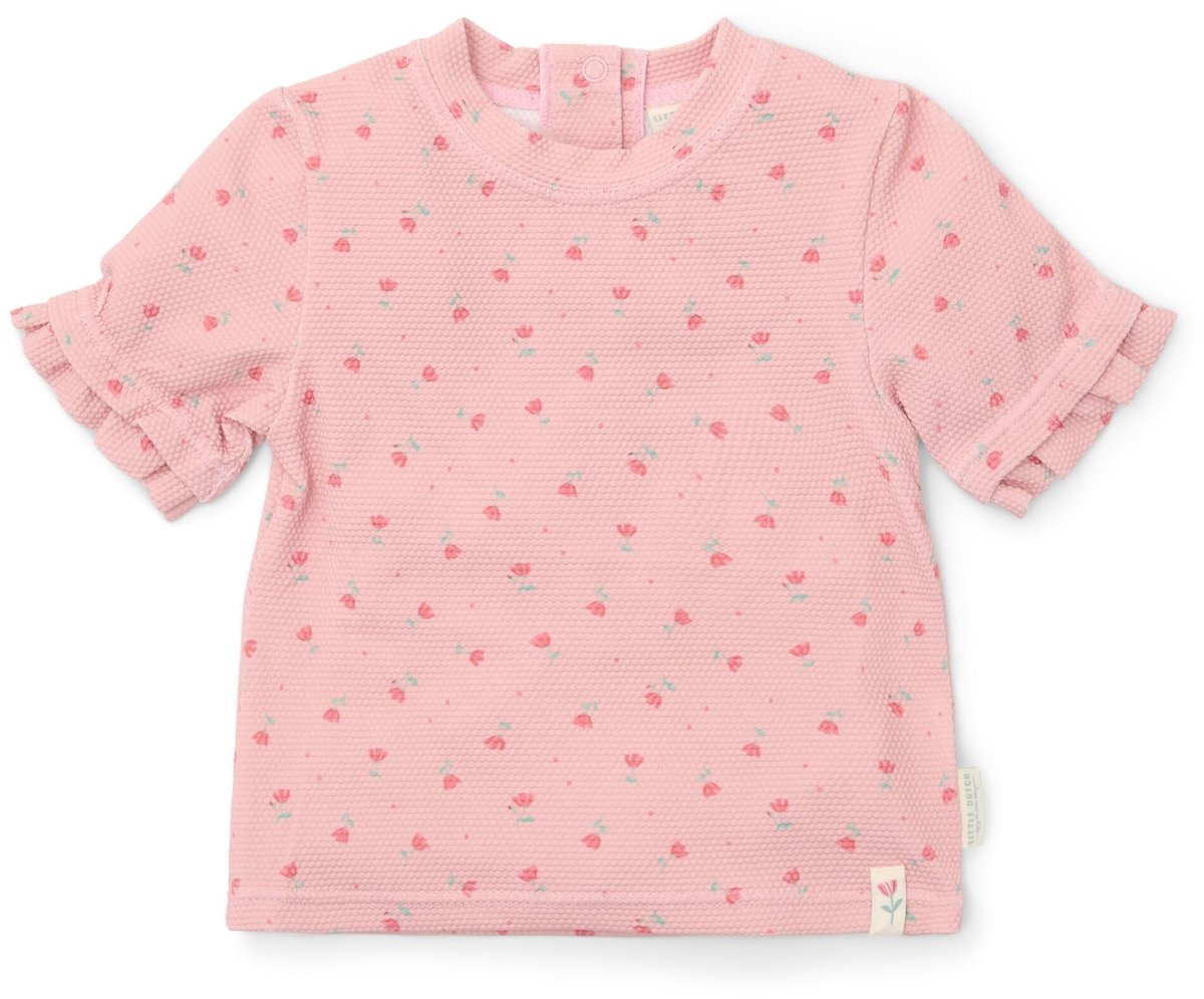 Little Dutch Zwemshirt korte mouw - Lichtroze - Sunny Flowers-62/68