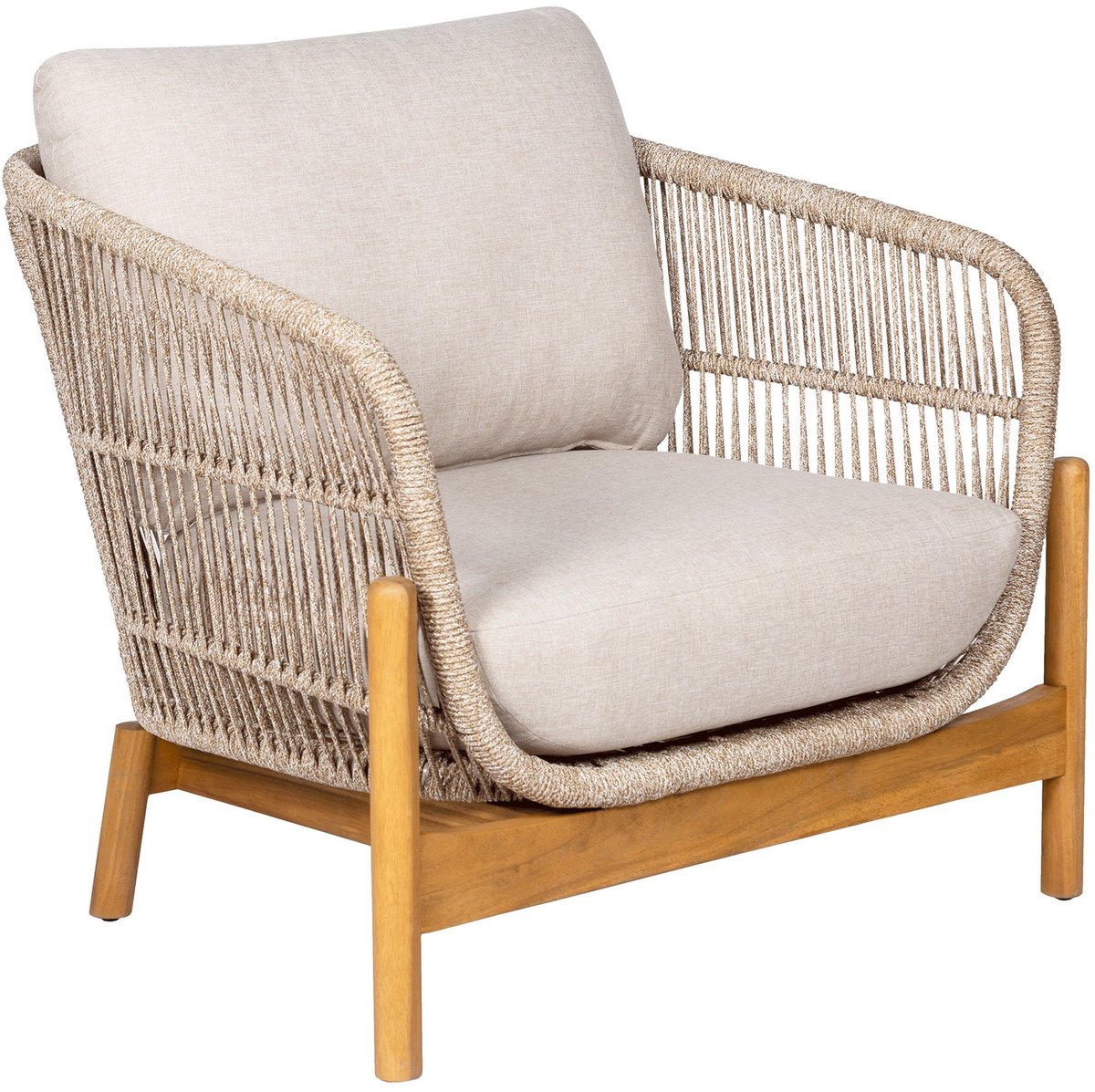Fauteuil Bruin/Beige - Acaciahout & Textiel - 78,5x86x72 cm - Fauteuil Terracina - House Nordic