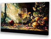 Glas de vin aux fruits - Nature morte sur toile - Oeuvre d'art sur verre - Réalisme - Décoration intérieure - Décoration murale - toile 100x75 cm