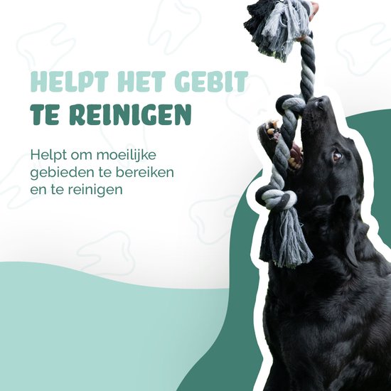 Floss Boss floss rope - jouet pour chien très robuste et sûr - corde pour chien en coton recyclé - corde à tirer grise - 20cm - 50g - 2 nœuds