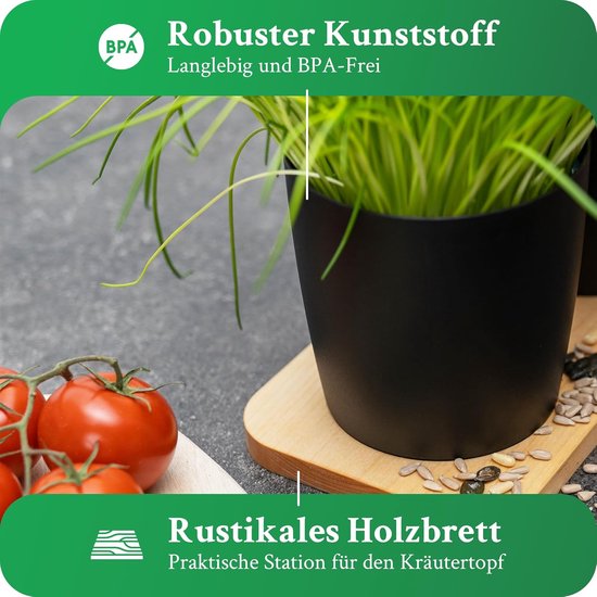 PERFNIQUE Kruidentuin voor binnen, kruidentuin voor binnen/buiten, boerderijplantenpotten, vensterbank, kruidentuinset met lade, raampotten voor kamerplanten (gegalvaniseerd