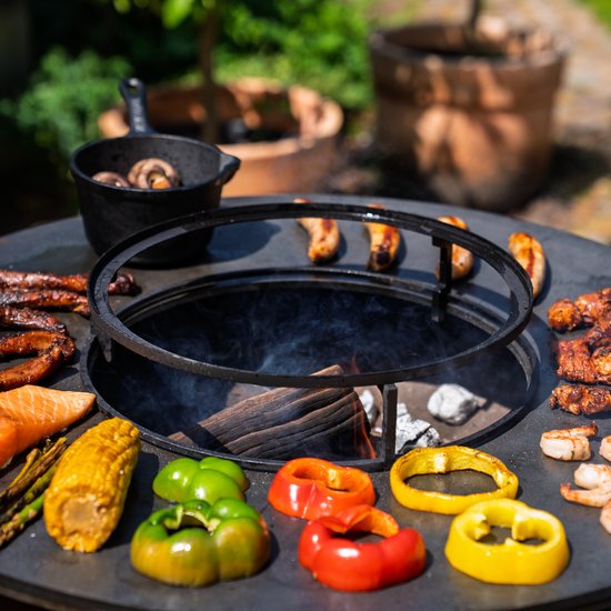 RJRoyal Living BBQ Plancha Grill Hermano XXL Cortenstaal Blackline - Met pook en houtopslag Ø80cm 8mm — afbeelding 5