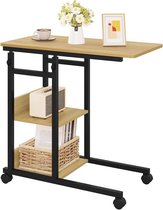 VASAGLE Bijzettafel, Nachtkastje Met Stopcontacten, C Vorm Salontafel Voor Kleine Ruimtes 2 Usb Poorten Ac Aansluitingen Opbergtas Verstelbare Poten Ebbenhout Let356b02v1 663579471