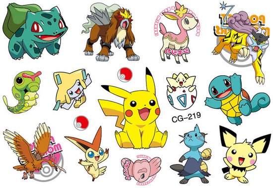 Pokemon Tattoos voor Kinderen - 12 Vellen met Tattoos - Met Water Afdrukbare Tattoos - Tijdelijke Nep Tattoos