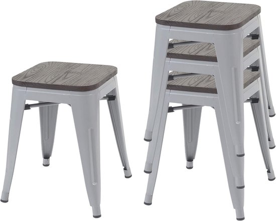 Eetkamerstoelen AARHUS Set Van 4, Wit Met Poten Van Massief Hout Beukenhout Scandinavisch Retrodesign