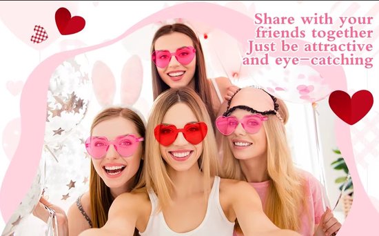 Hartjes zonnebril hard Roze | Zonnebril Hartjes Donker Roze | Feest en Festival - Rave bril - Verkleedaccessoires | Hartjes Bril - Festival Bril – Rave Zonnebril – Gabber - Dames – Heren - Roze | Premium Zonnebril - Dames & Heren - Trendy & Cool — afbeelding 2