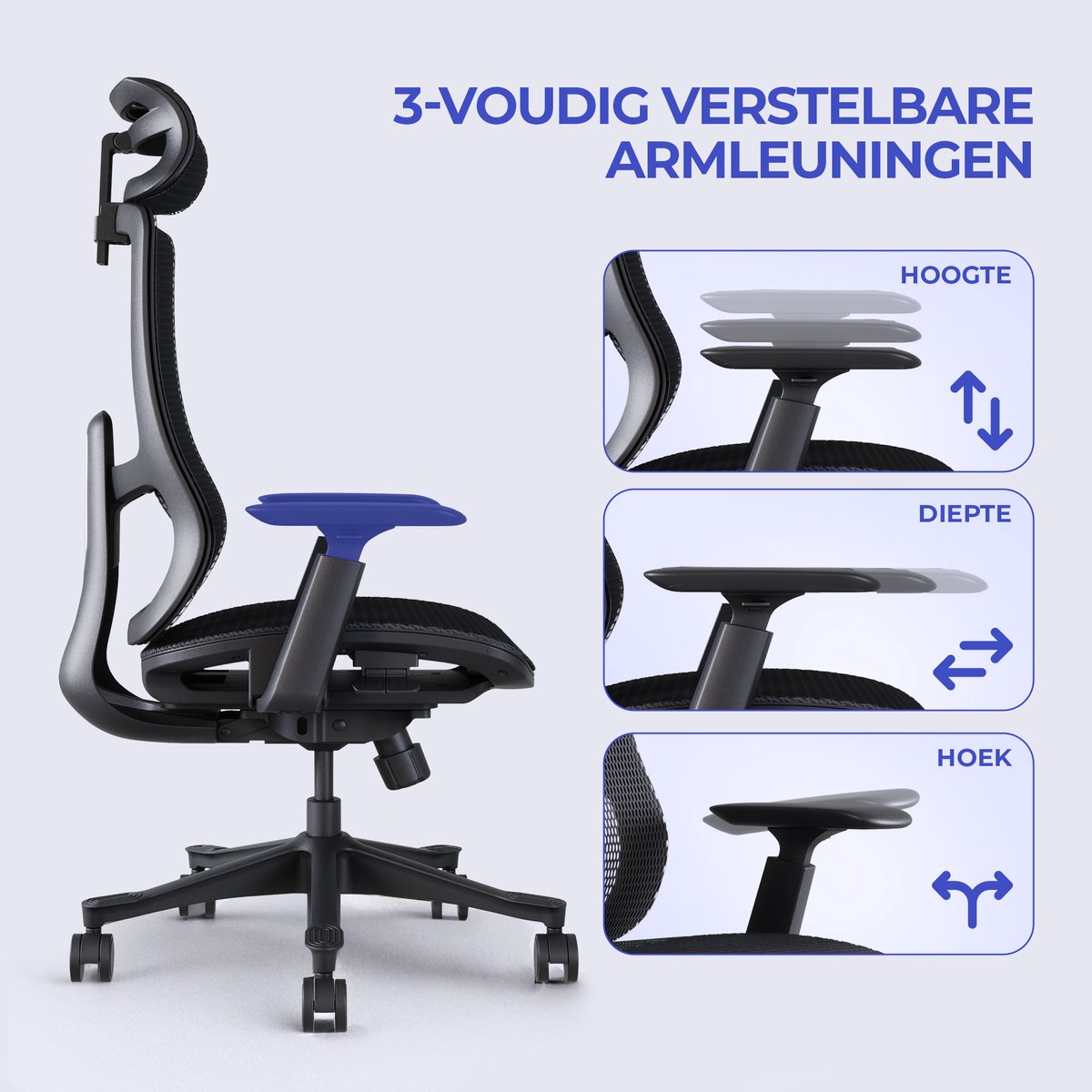 Stane Premium Mesh Ergonomische Bureaustoel - Office Chair - Bureaustoelen voor Volwassenen - NEN-EN1335 thumbnail 4