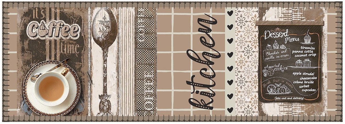 MD Entree - Keukenloper - Vloerkleed - Machinewasbaar - Cook & Wash - Dessert Menu - 50 x 150 cm