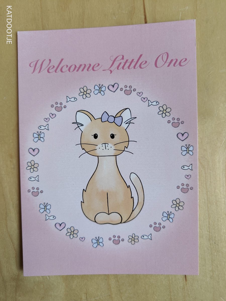 Katdootje - Kaart - Kitten geboren meisje
