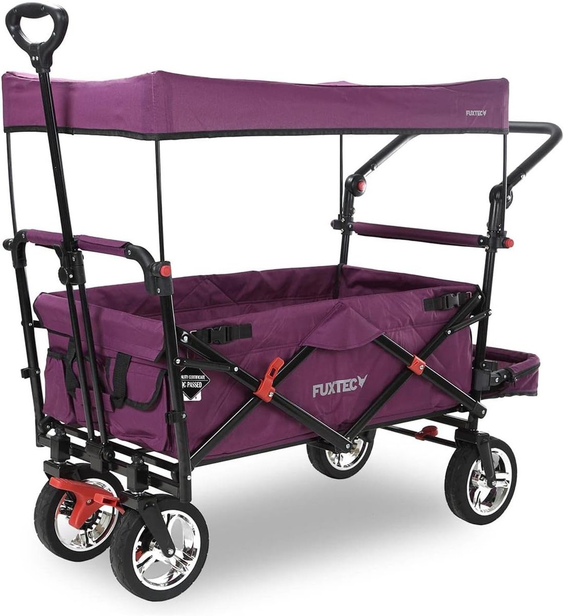 Opvouwbare Bolderkar - Ruime en Duurzame Transportkar met Dubbele Remmen en UV-bescherming voor Kinderen en Outdoor