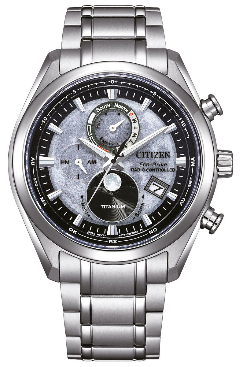 Citizen Tsuki-yomi BY1010-81H Horloge - Titanium - Zilverkleurig - Ø 43 mm