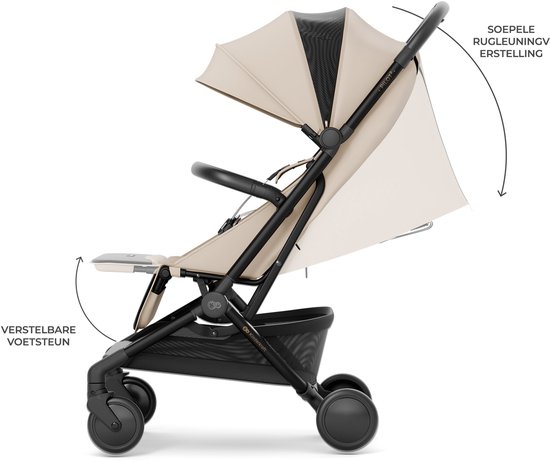 Kinderkraft PILOT2 Kinderwagen - Reisbuggy - Verstelbare buggy - Waterdichte materiaal met UPF50 - Zwenkbare voorwielen - Snel opvouwbaar - Tot 22 kg - Beige van Merkloos — afbeelding 2
