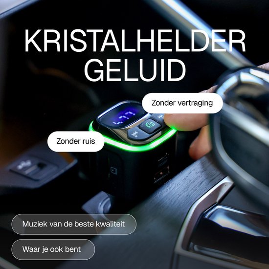 Wegman Bluetooth FM Transmitter - Handsfree Bellen Auto Carkit - Bluetooth Adapter Auto - 36W Autolader USB C - SD Kaart - USB Stick