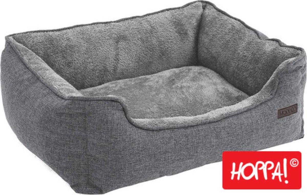 Hoppa! hondenmand, afneembare hoes, 70 x 55 x 21 cm, grijs