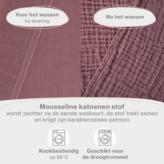 Laleni Hydrofiele Doeken - 100% Katoen - Mousseline - 70x70cm - Oud roze - Set van 5 van Merkloos — afbeelding 3