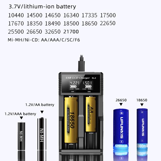 Lot De 8 Piles Au Lithium Rechargeables Aa 1,5 V Avec Chargeur De