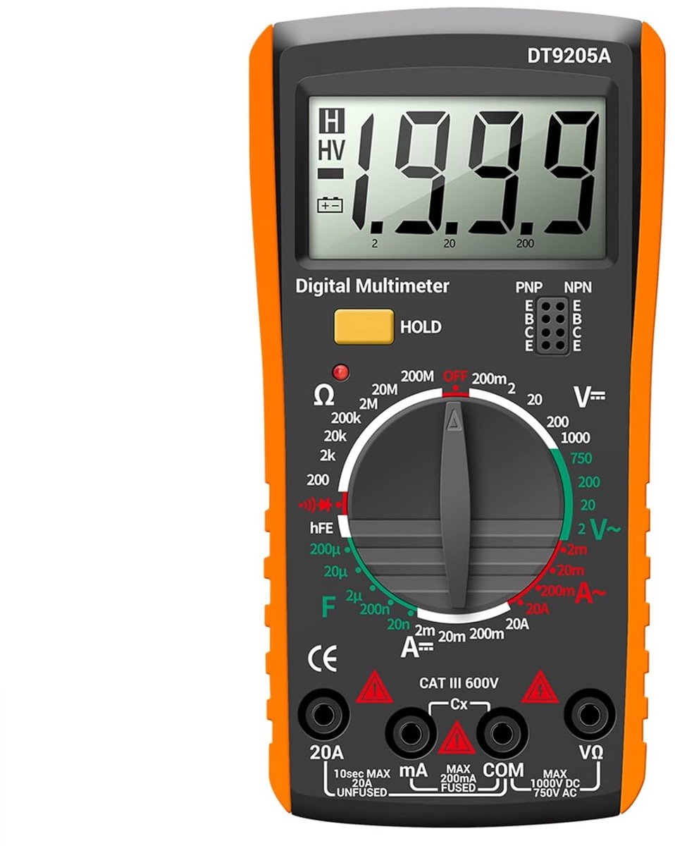 Digitale multimeter voor AC/DC meten - Spanningsmeter, stroommeter, weerstand en capaciteitstester