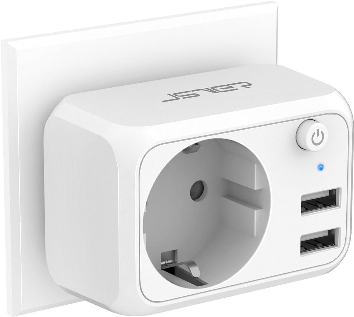 Stopcontactadapter met 2 USB-poorten en Schakelaar - 4000W Wandoplader voor Thuis, Kantoor en Reizen